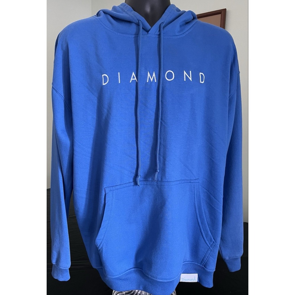 Diamond Supply Co Script Hoodie Men's Size XL Blue Pullover Skateboard